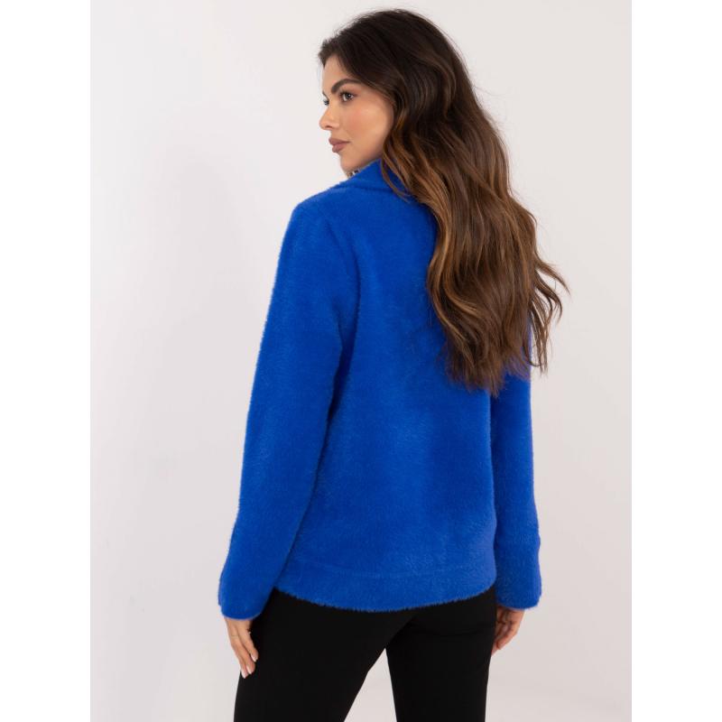 Női alpakka kabát zsebekkel kobaltkék