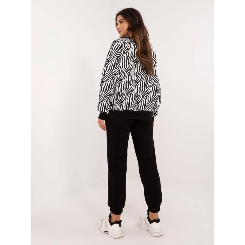 Női szett kapucnis pulóverrel fekete-fehér