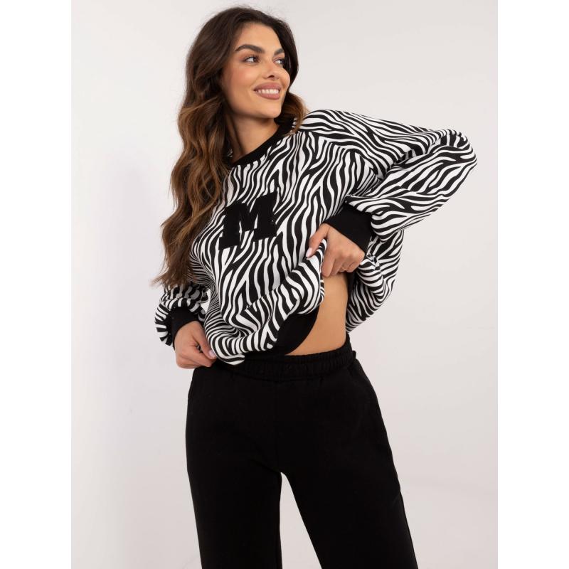 Női szett kapucnis pulóverrel fekete-fehér