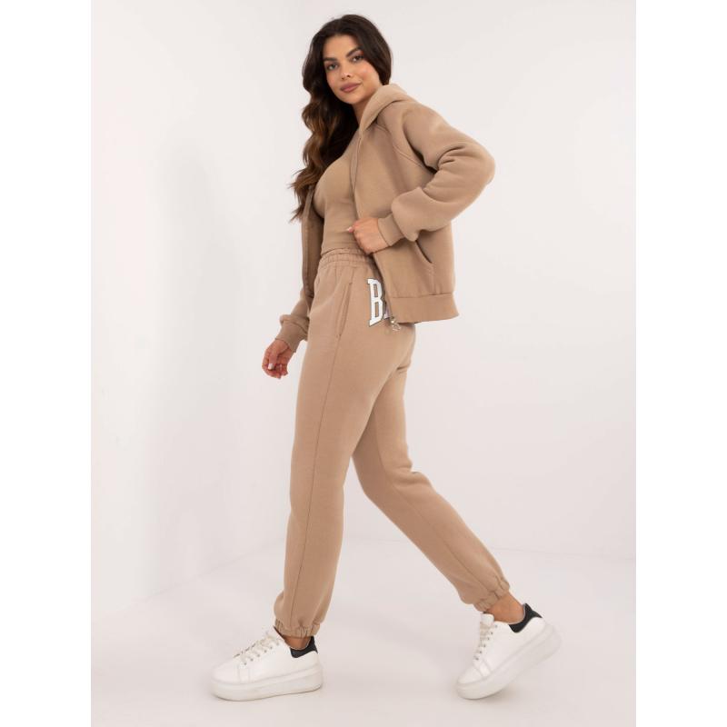 Dámská souprava s topem tmavě béžová 