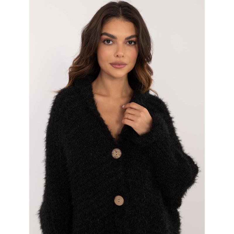 Női cipzáras kabát gombos záródással OCH BELLA fekete