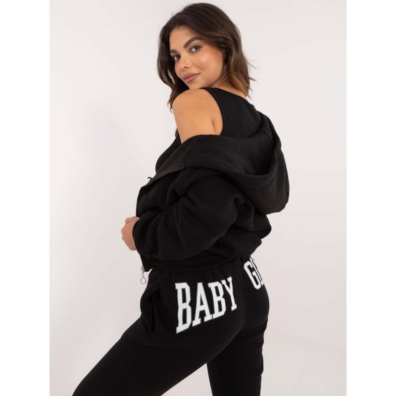 Női háromrészes, szigetelt tréningruha fekete