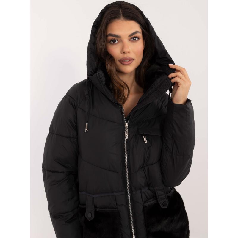 Dámská bunda s kapsami prošívaná zimní černá 