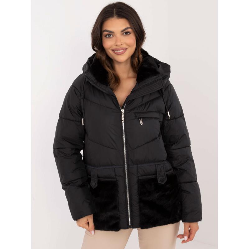 Dámská bunda s kapsami prošívaná zimní černá 