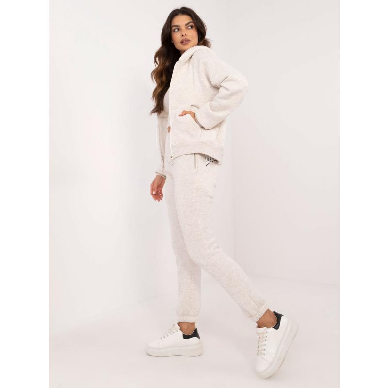 Női túlméretezett pulóver szett világos bézs