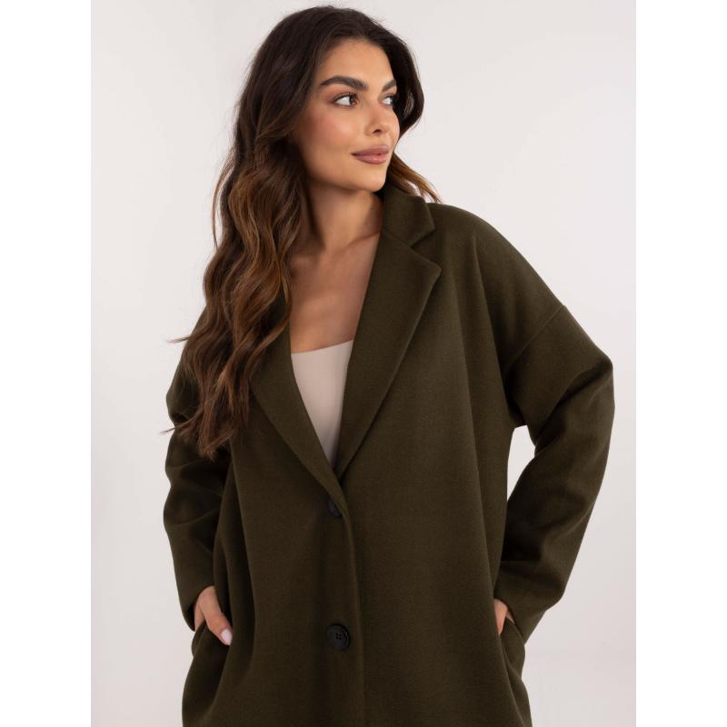 Női kabát zsebekkel OCH BELLA khaki khaki