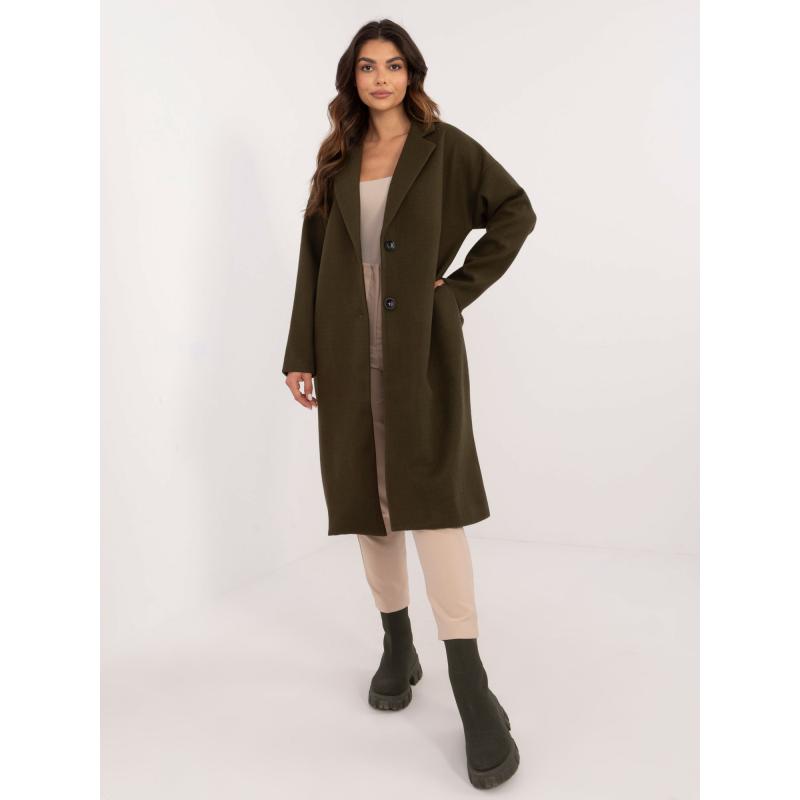 Női kabát zsebekkel OCH BELLA khaki khaki
