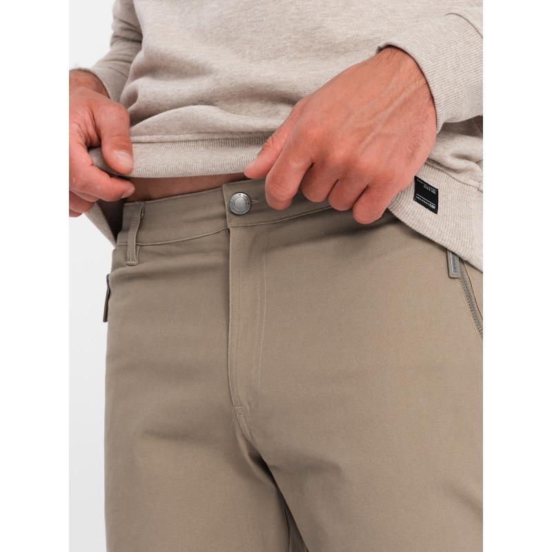 Pánské nákladní kalhoty STRAIGHT LEG s kapsami na zip khaki
