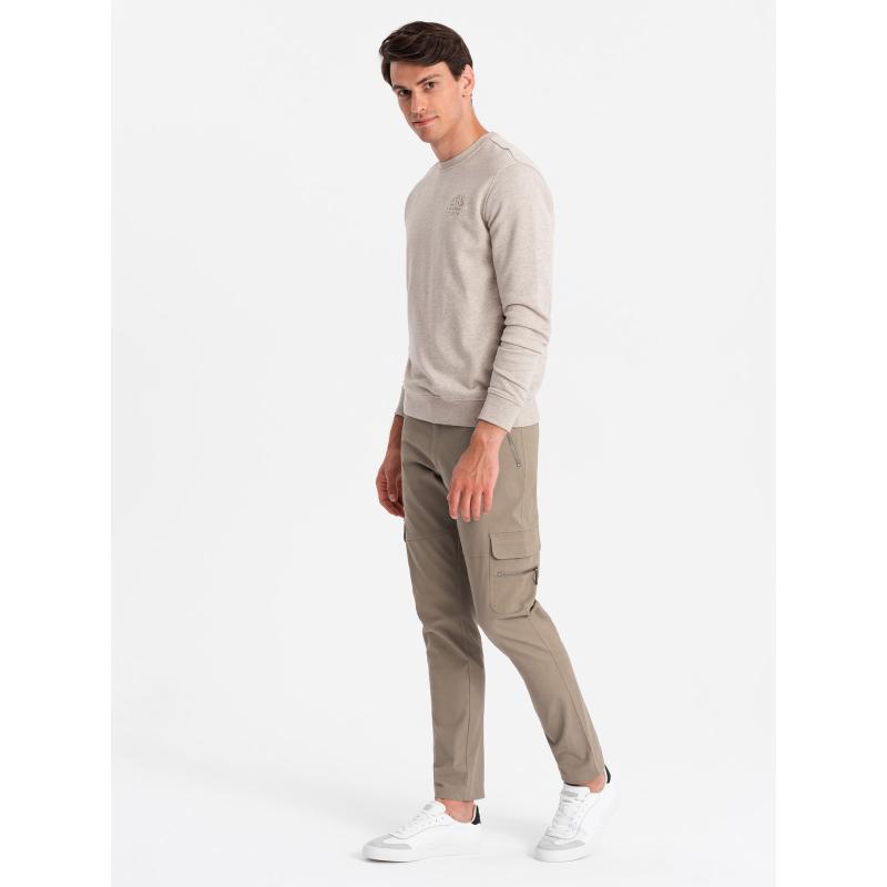 Pánské nákladní kalhoty STRAIGHT LEG s kapsami na zip khaki