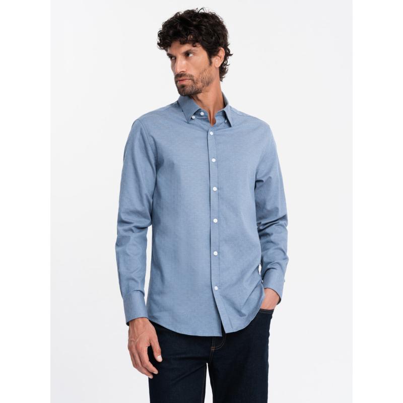 Pánské tričko SLIM FIT z ozdobné látky modré V1 OM-SHCS-0175