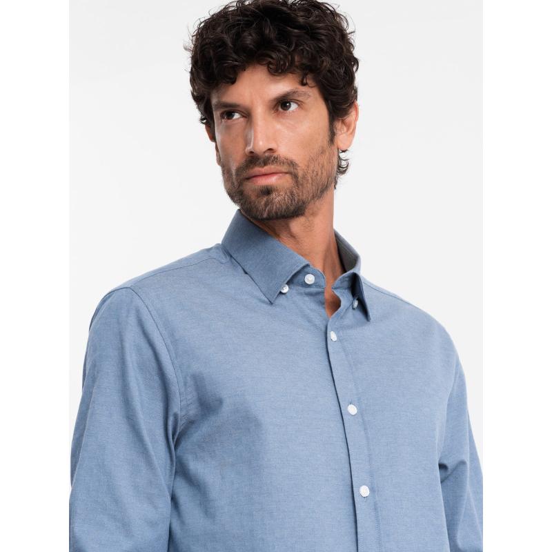 Pánské tričko SLIM FIT z ozdobné látky modré V1 OM-SHCS-0175