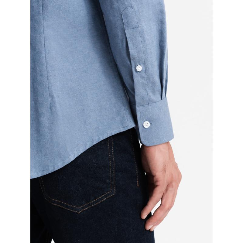 Pánské tričko SLIM FIT z ozdobné látky modré V1 OM-SHCS-0175