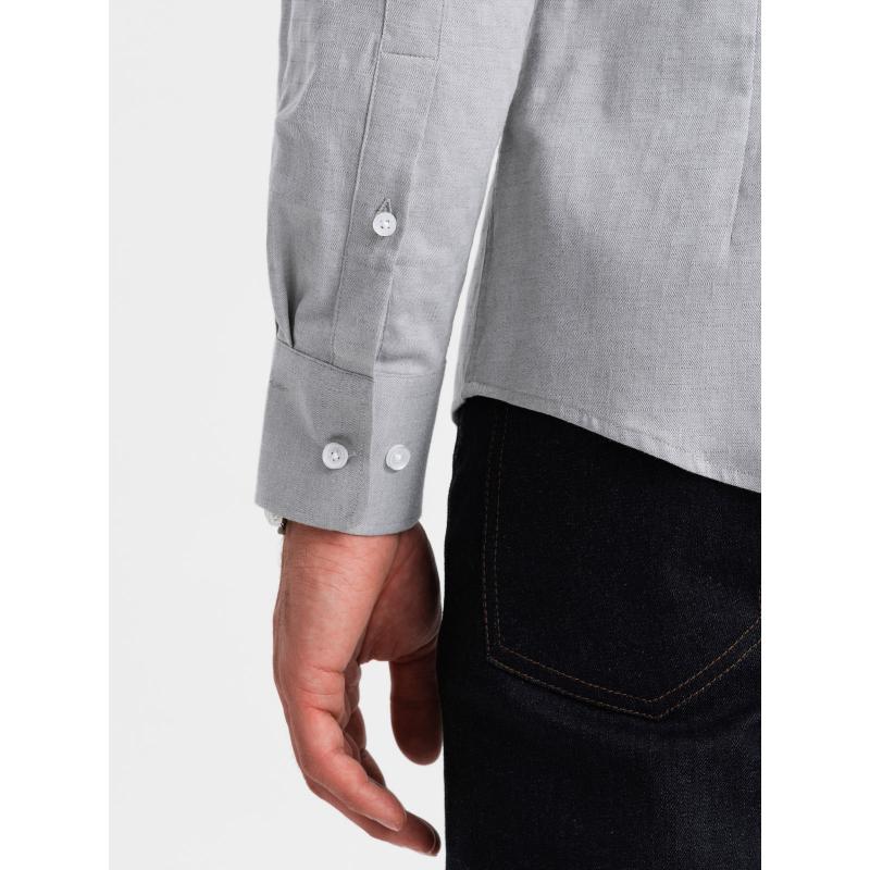 Pánská SLIM FIT košile z ozdobné tkaniny šedá V2 OM-SHCS-0175