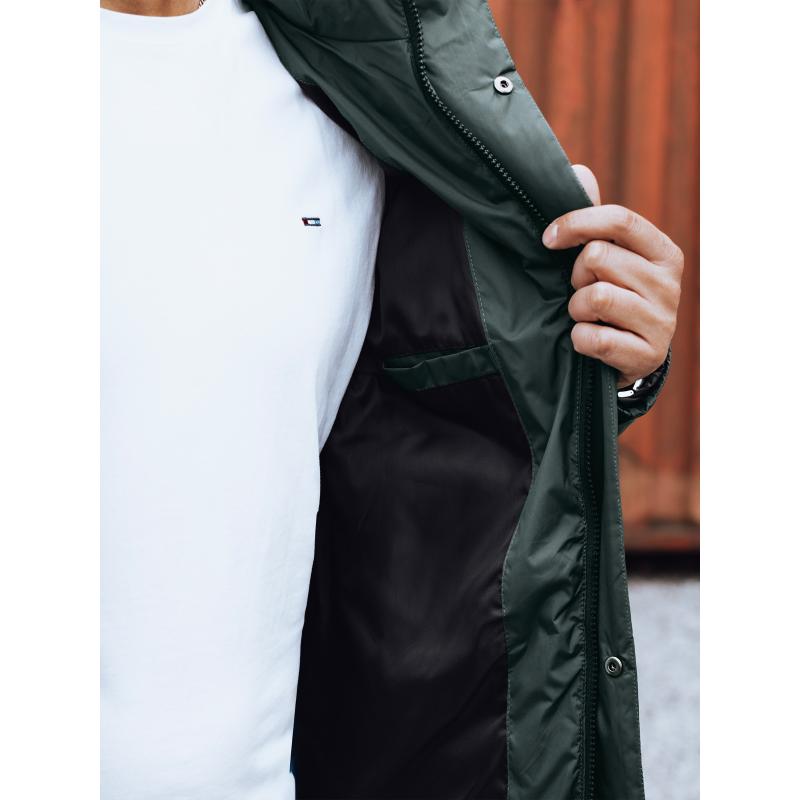 Pánská zimní bunda s odepínací kapucí zelená