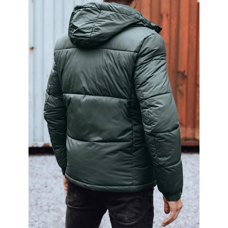Pánská zimní bunda s odepínací kapucí zelená