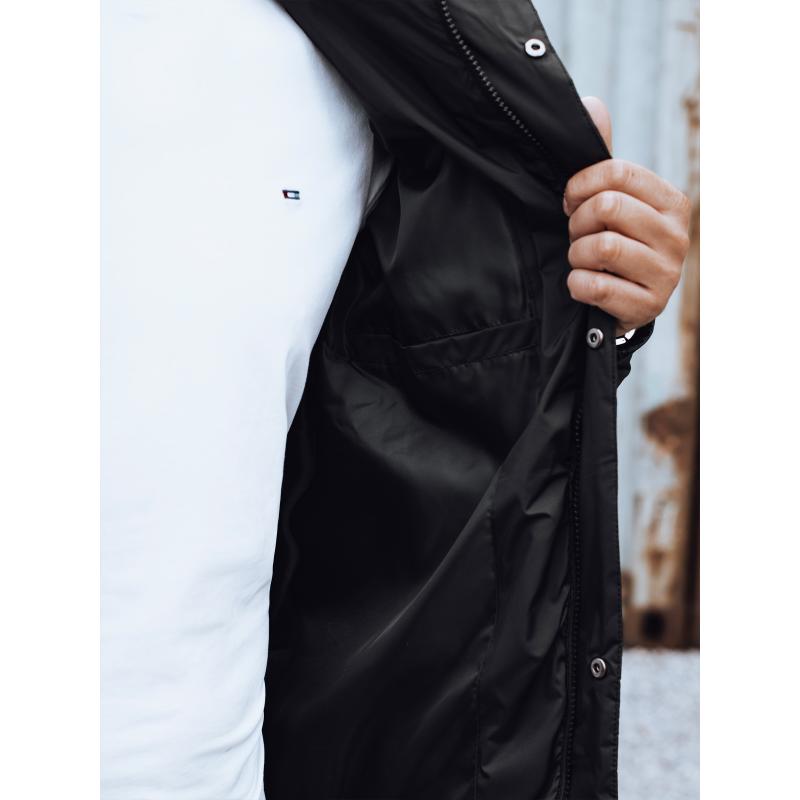 Férfi télikabát levehető kapucnival fekete