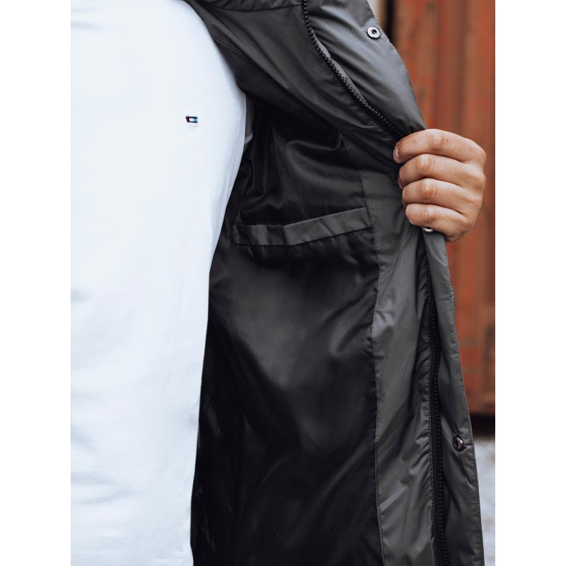 Férfi télikabát levehető kapucnival szürke