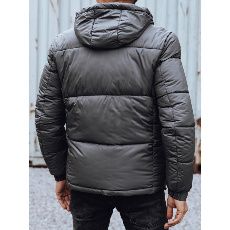 Férfi télikabát levehető kapucnival szürke