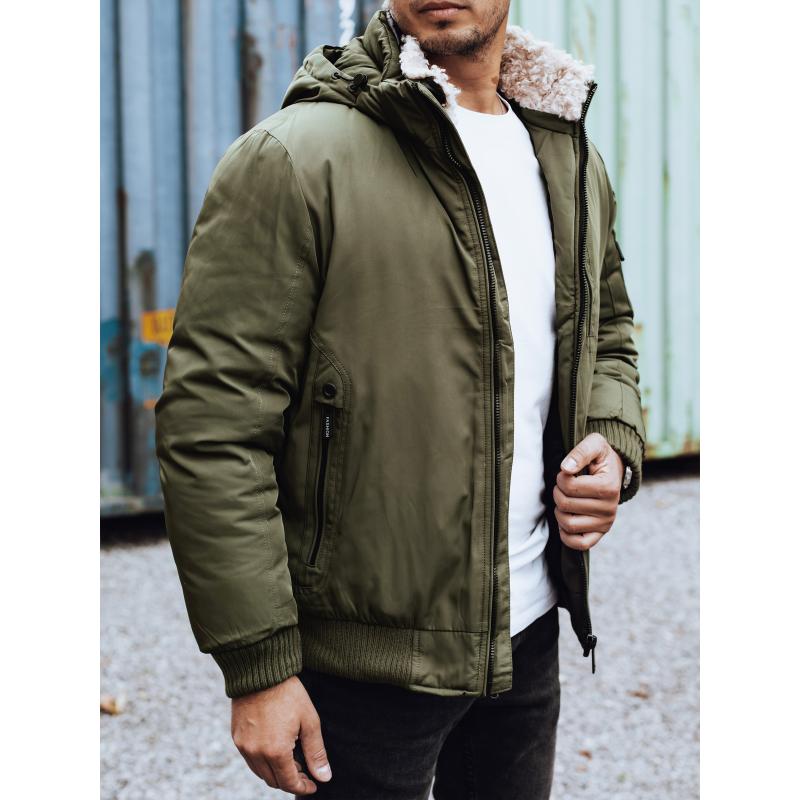 Pánská zimní bunda s odepínací kapucí zelená
