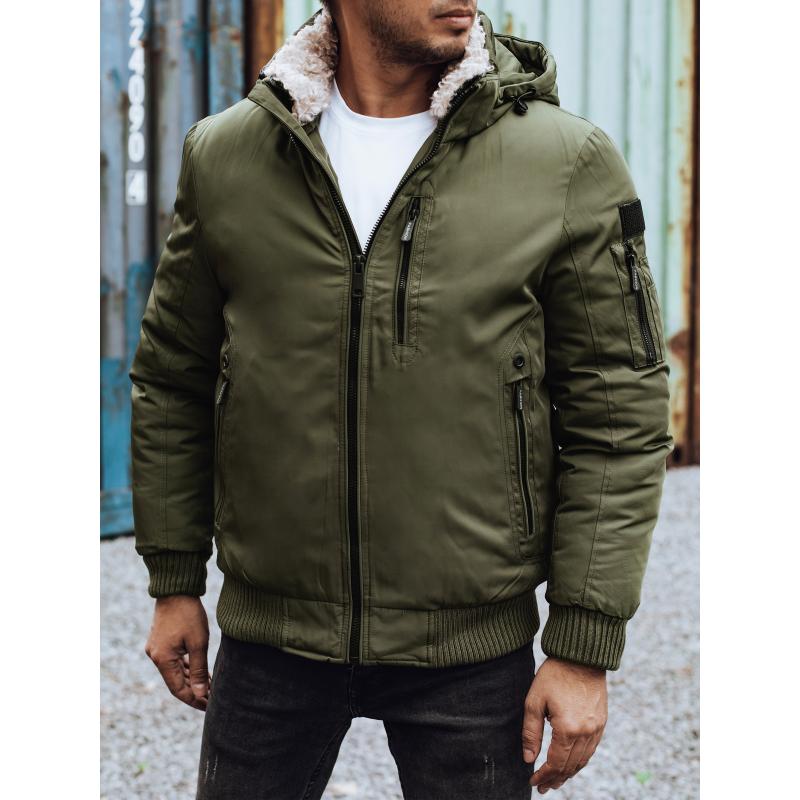 Pánská zimní bunda s odepínací kapucí zelená