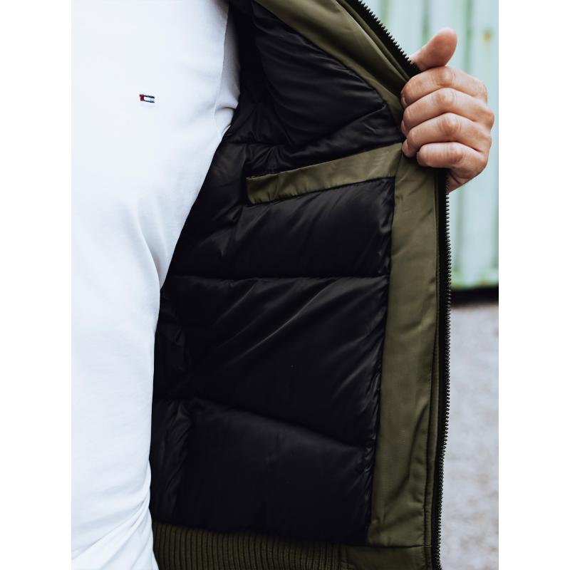 Pánská zimní bunda s odepínací kapucí zelená