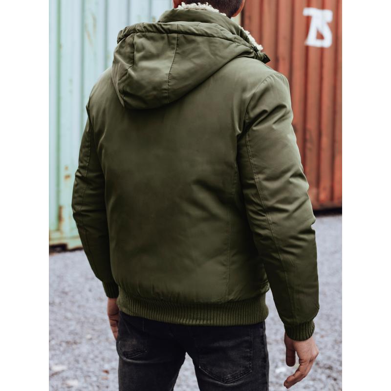 Pánská zimní bunda s odepínací kapucí zelená