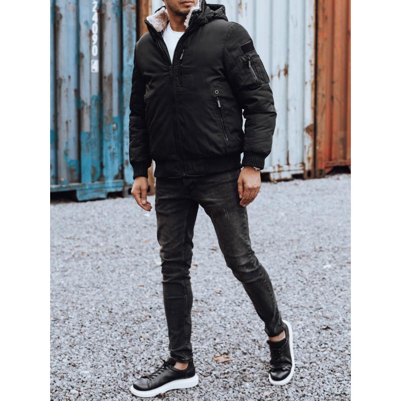 Pánská zimní bunda s odepínací kapucí černá