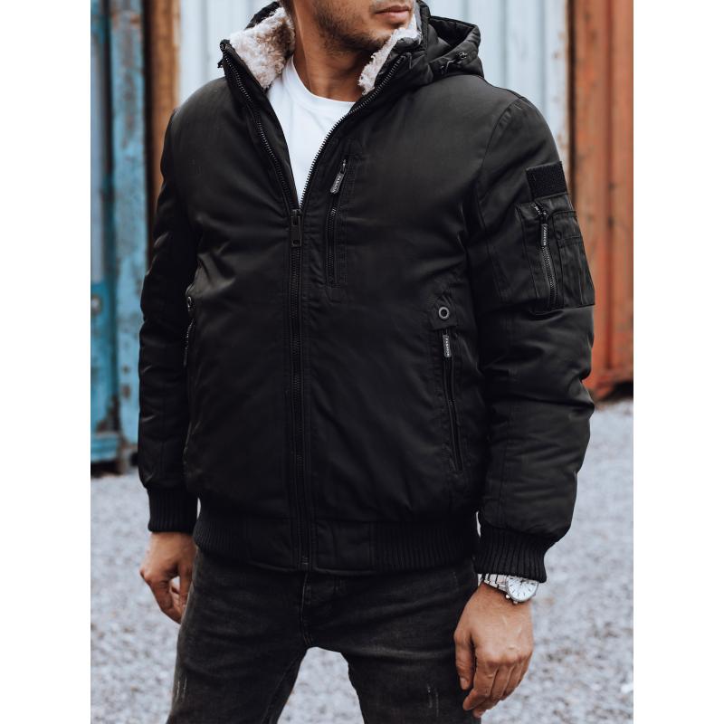 Pánská zimní bunda s odepínací kapucí černá