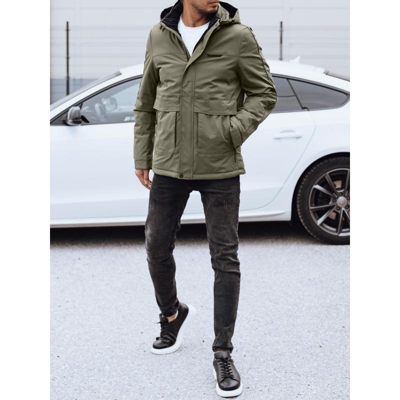 Férfi téli kabát levehető kapucnival fekete