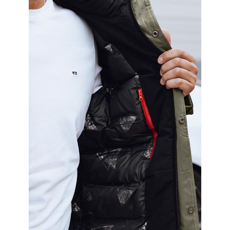 Férfi téli kabát levehető kapucnival fekete