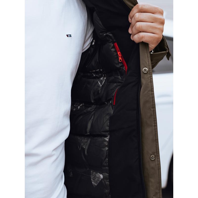 Férfi télikabát levehető kapucnival világosbarna