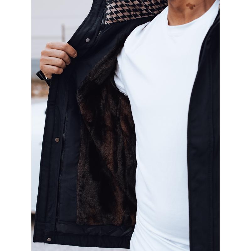 Férfi télikabát levehető kapucnival sötétkék