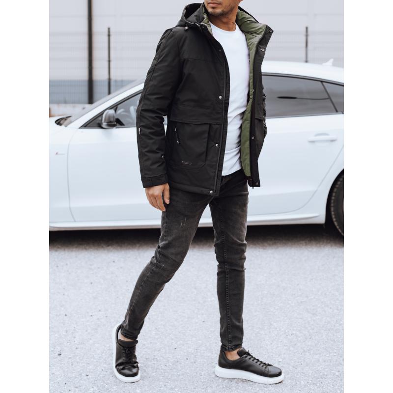 Pánská zimní bunda s odepínací kapucí černá