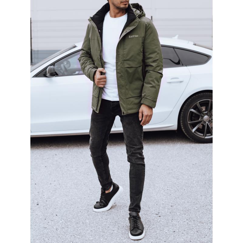 Pánská zimní bunda s kapucí zelená