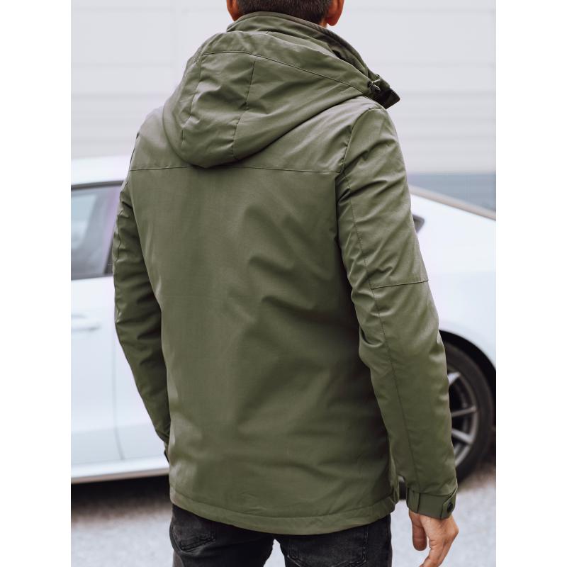 Férfi télikabát levehető kapucnival zöld