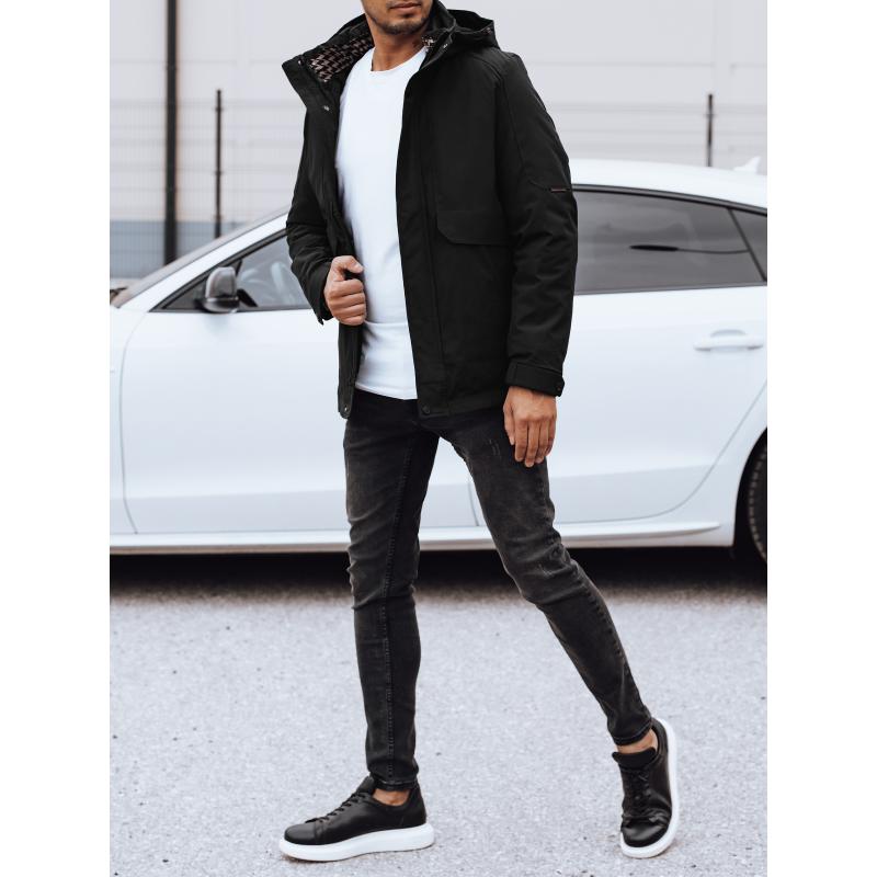 Pánská zimní bunda s odepínací kapucí černá