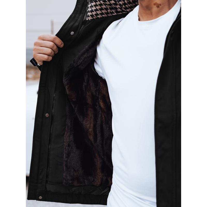 Pánská zimní bunda s odepínací kapucí černá