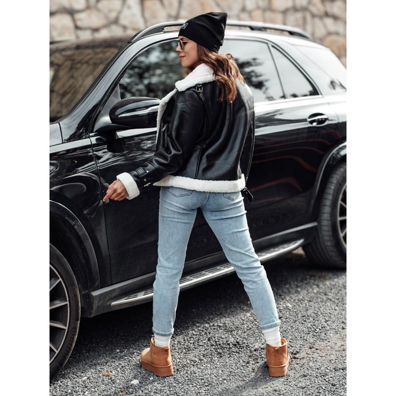 Dámská zimní kožená bunda BELLCIAO černá a béžová