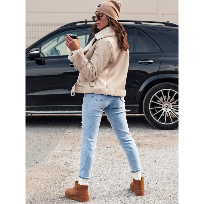 Női téli bőrdzseki BELLCIAO bézs