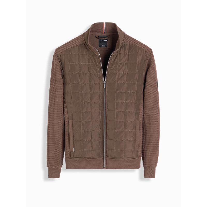 Lehká pánská bunda s prošívanou přední částí hnědá 