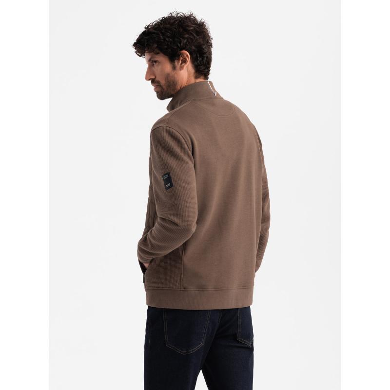 Lehká pánská bunda s prošívanou přední částí hnědá 