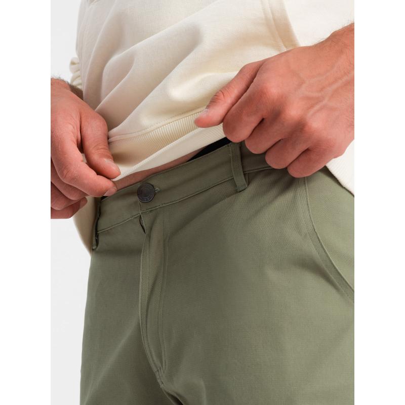 Pánské kalhoty STRAIGHT LEG s trojúhelníkovou kapsou na cvočky olivová