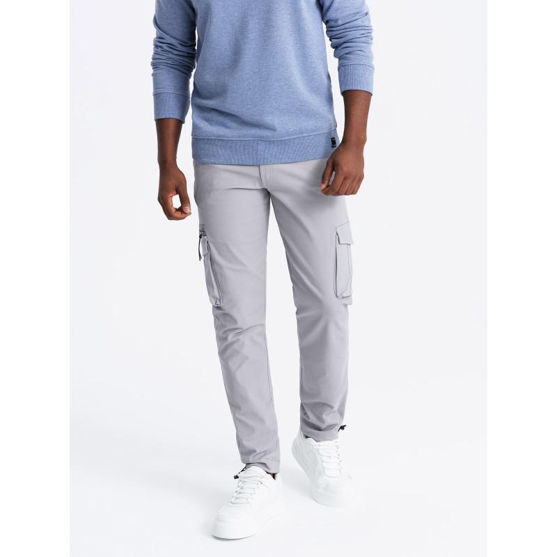 Pánské kalhoty STRAIGHT LEG s trojúhelníkovou kapsou se špendlíkem šedá