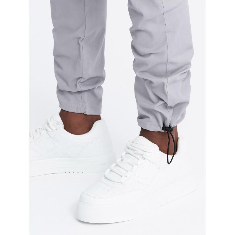 Pánské kalhoty STRAIGHT LEG s trojúhelníkovou kapsou se špendlíkem šedá