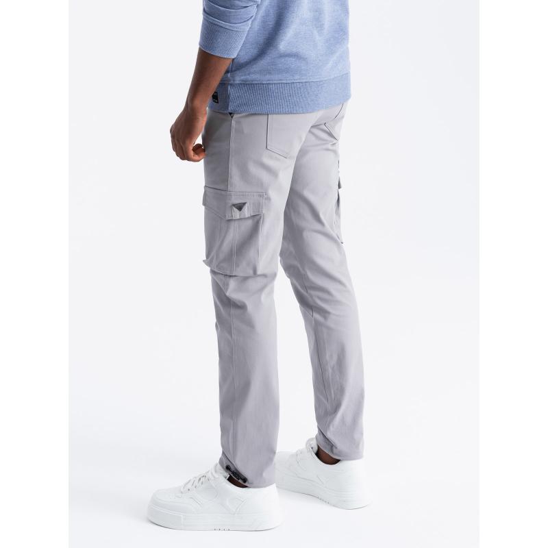 Pánské kalhoty STRAIGHT LEG s trojúhelníkovou kapsou se špendlíkem šedá