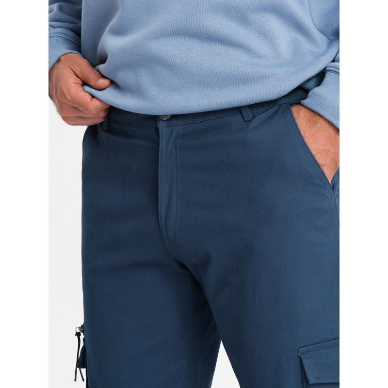 Pánske nohavice STRAIGHT LEG s trojuholníkovým vreckom na cvočky tmavomodré