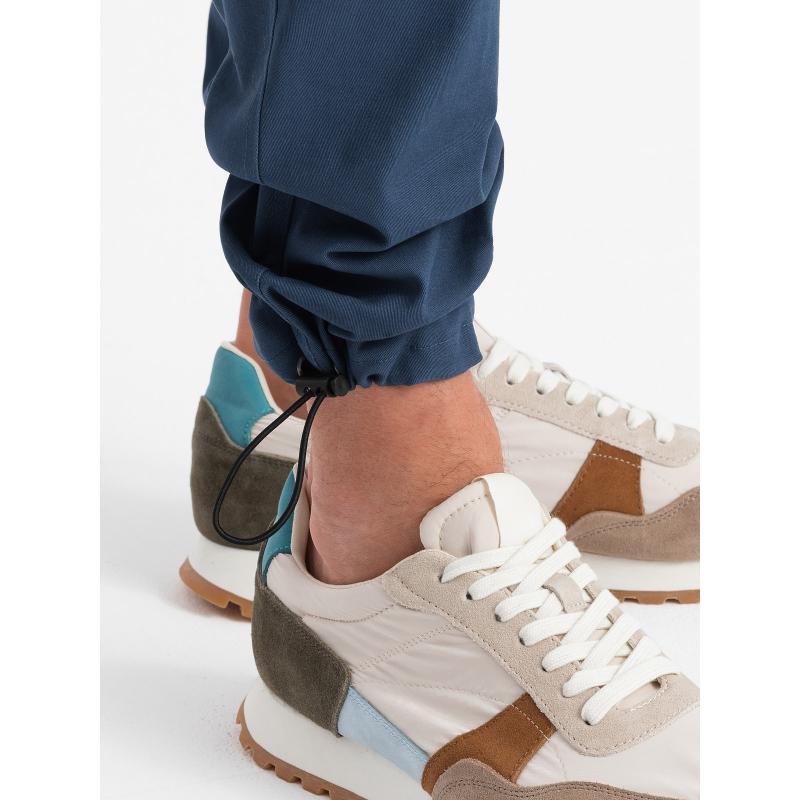 Pánske nohavice STRAIGHT LEG s trojuholníkovým vreckom na cvočky tmavomodré