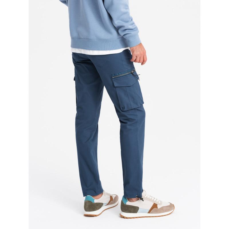 Pánske nohavice STRAIGHT LEG s trojuholníkovým vreckom na cvočky tmavomodré