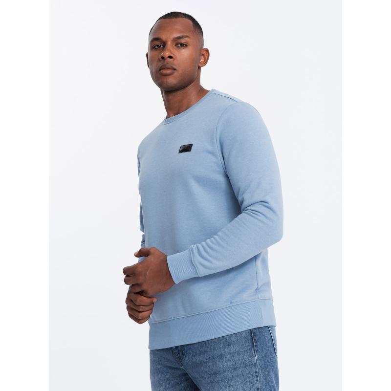 Férfi pulóver fém kitűzővel kék