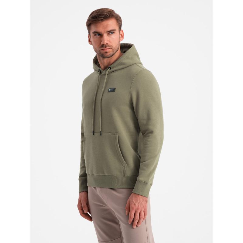 Pánská klokaní mikina s kapucí a kovovým špendlíkem olivová 